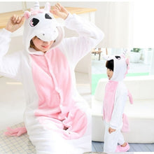 Load image into Gallery viewer, Boys Girls Flannel Unicorn family christmas Pajamas Kigurumi Overalls Jumpsuit onesie Kids Children Panda Blanket Sleepers