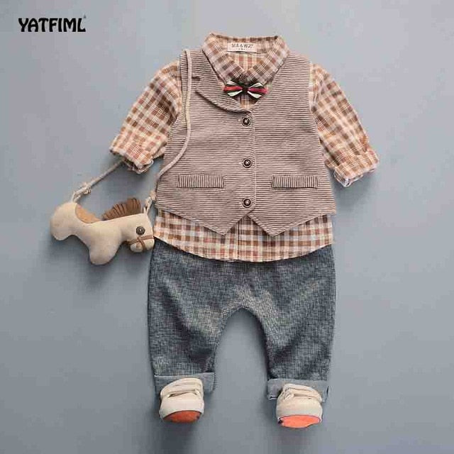 YATFIML  fashion baby boys kids blazers boy suit for weddings prom formal lattice dress wedding boy suits Birthday Party Gift