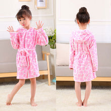 Load image into Gallery viewer, Cartoon Children&#39;s Robe Flannel Baby Bathrobe Long Sleeve Hooded Kids Bath Robe Lovely Animal Child Boy Girls Robes Kids Clothes