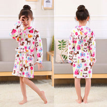 Load image into Gallery viewer, Cartoon Children&#39;s Robe Flannel Baby Bathrobe Long Sleeve Hooded Kids Bath Robe Lovely Animal Child Boy Girls Robes Kids Clothes