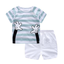 Load image into Gallery viewer, Brand Designer Baby Boy Clothes Sport Clothing Tracksuit Active  Striped Tshirt +shorts Toddler Clothing Sets